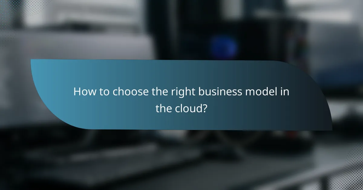 How to choose the right business model in the cloud?