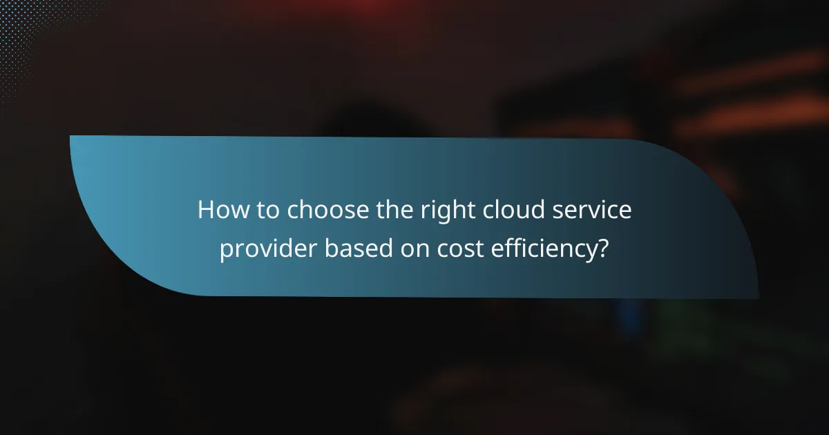 How to choose the right cloud service provider based on cost efficiency?